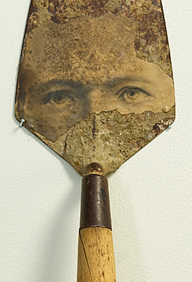 Dad (2008) 16 x 5 x 4 inches; steel and wood trowel, photographic print